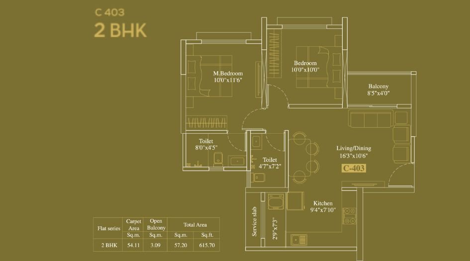 legacy-Milestone-Floor-Plan-C-Wing-2 BHK-616 Sqft